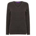 Grey Marl - Front - Henbury Womens-Ladies Cotton Acrylic V Neck Sweatshirt