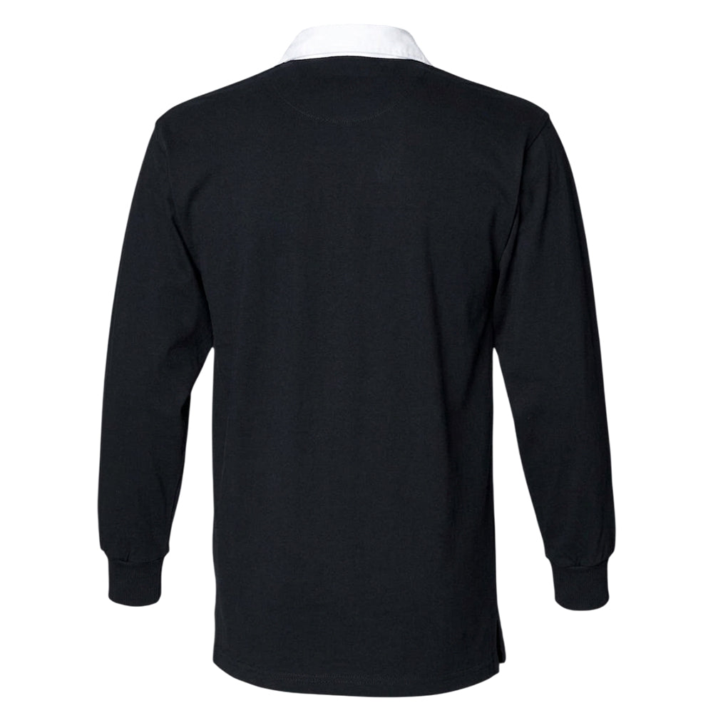 Black - Back - Front Row Mens Original Rugby Shirt
