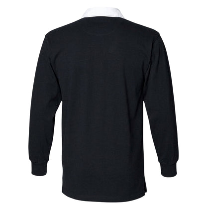 Black - Back - Front Row Mens Original Rugby Shirt