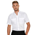 White - Side - Kustom Kit Mens Short-Sleeved Pilot Shirt