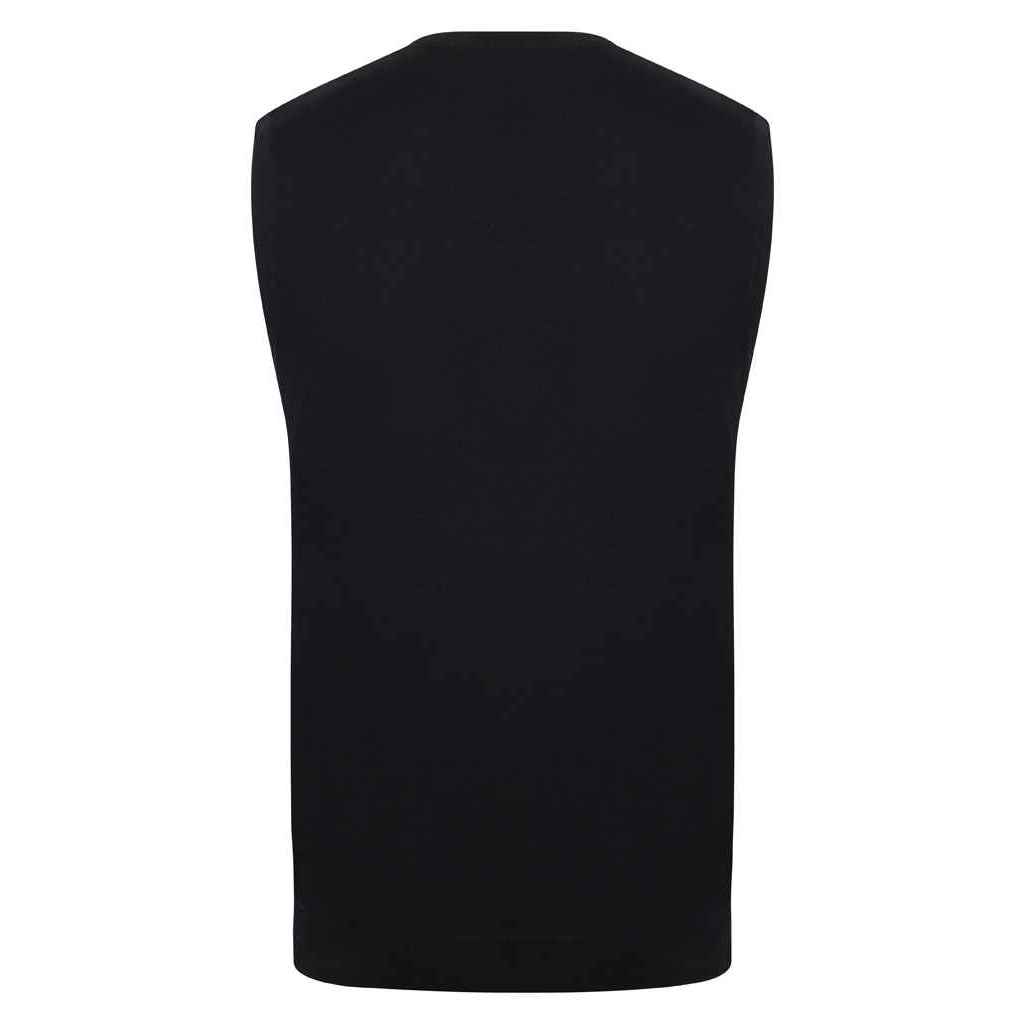 Black - Back - Henbury Mens Cotton Acrylic V Neck Sleeveless Sweatshirt