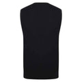 Black - Back - Henbury Mens Cotton Acrylic V Neck Sleeveless Sweatshirt
