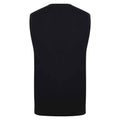 Black - Back - Henbury Mens Cotton Acrylic V Neck Sleeveless Sweatshirt