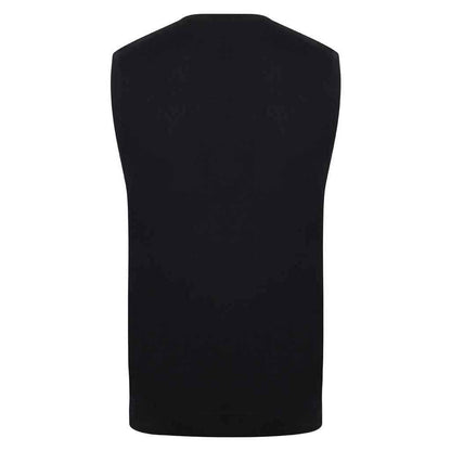 Black - Back - Henbury Mens Cotton Acrylic V Neck Sleeveless Sweatshirt