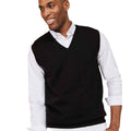 Black - Lifestyle - Henbury Mens Cotton Acrylic V Neck Sleeveless Sweatshirt