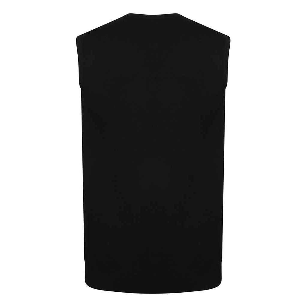 Navy - Back - Henbury Mens Cotton Acrylic V Neck Sleeveless Sweatshirt