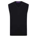 Black - Front - Henbury Mens Cotton Acrylic V Neck Sleeveless Sweatshirt