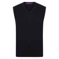 Black - Front - Henbury Mens Cotton Acrylic V Neck Sleeveless Sweatshirt