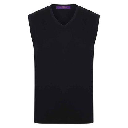 Black - Front - Henbury Mens Cotton Acrylic V Neck Sleeveless Sweatshirt