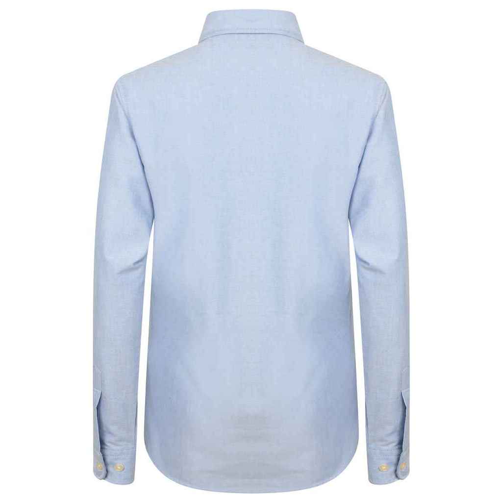 Blue - Back - Henbury Womens-Ladies Oxford Classic Long-Sleeved Formal Shirt