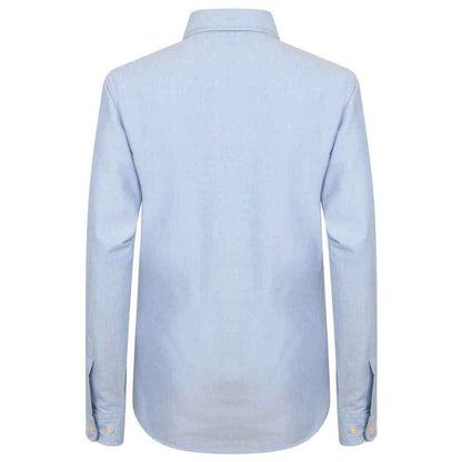 Blue - Back - Henbury Womens-Ladies Oxford Classic Long-Sleeved Formal Shirt