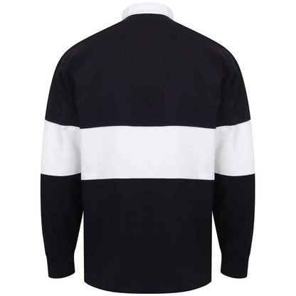 Navy-White - Back - Front Row Unisex Adult Panelled Rugby Shirt