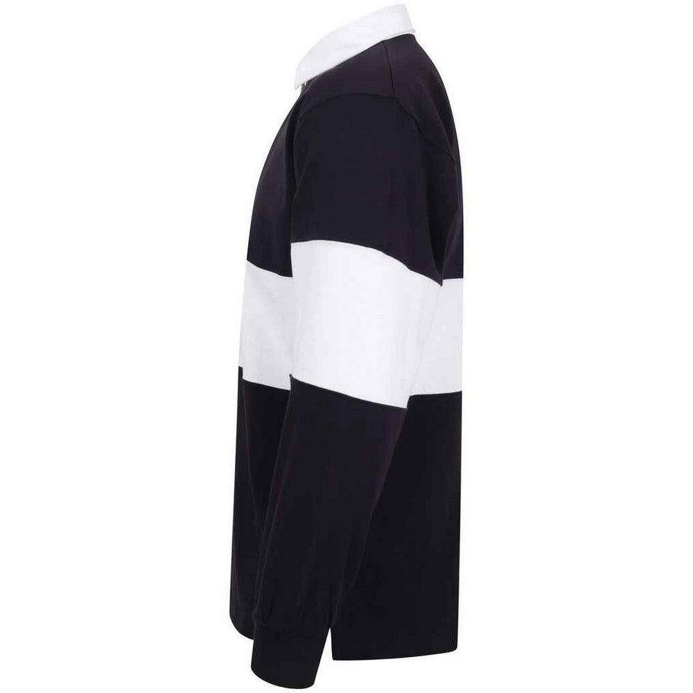 Navy-White - Side - Front Row Unisex Adult Panelled Rugby Shirt