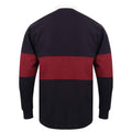 Navy-Burgundy - Back - Front Row Unisex Adult Panelled Rugby Shirt