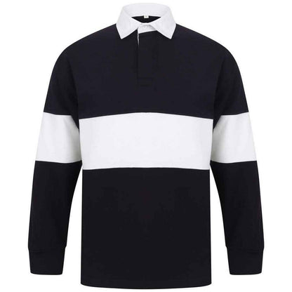 Navy-White - Front - Front Row Unisex Adult Panelled Rugby Shirt