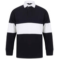 Navy-White - Front - Front Row Unisex Adult Panelled Rugby Shirt