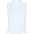 White - Front - SF Womens-Ladies High-Neck Tank Top