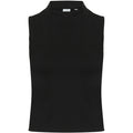 Black - Front - SF Womens-Ladies High-Neck Tank Top