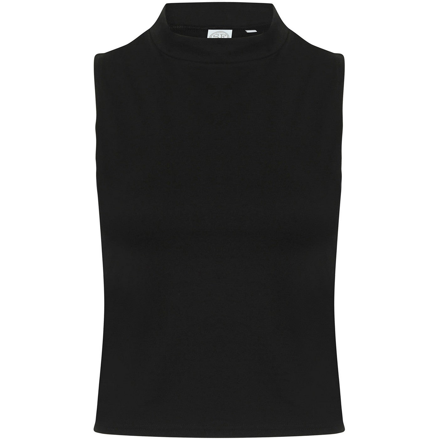 Black - Front - SF Womens-Ladies High-Neck Tank Top