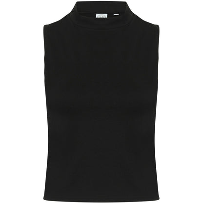 Black - Front - SF Womens-Ladies High-Neck Tank Top