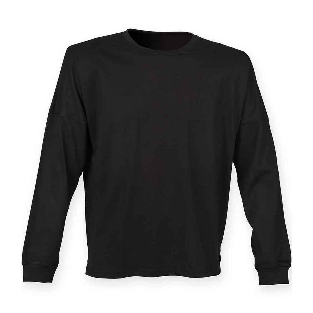Black - Front - SF Unisex Adult Slogan Drop Shoulder Long-Sleeved T-Shirt