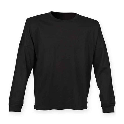 Black - Front - SF Unisex Adult Slogan Drop Shoulder Long-Sleeved T-Shirt