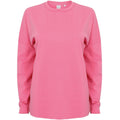 Bright Pink - Front - SF Unisex Adult Slogan Drop Shoulder Long-Sleeved T-Shirt