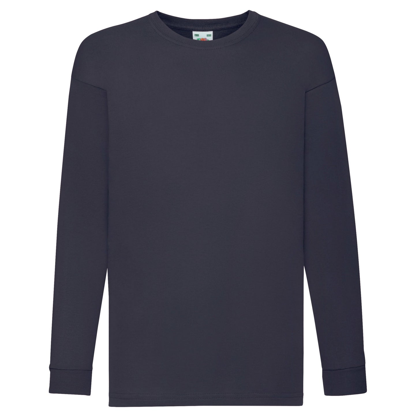 Deep Navy - Front - Fruit Of The Loom Childrens-Kids Value Long-Sleeved T-Shirt