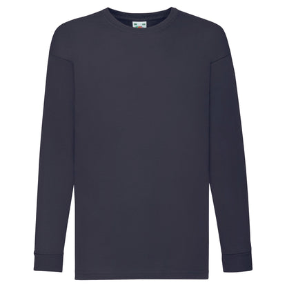 Deep Navy - Front - Fruit Of The Loom Childrens-Kids Value Long-Sleeved T-Shirt