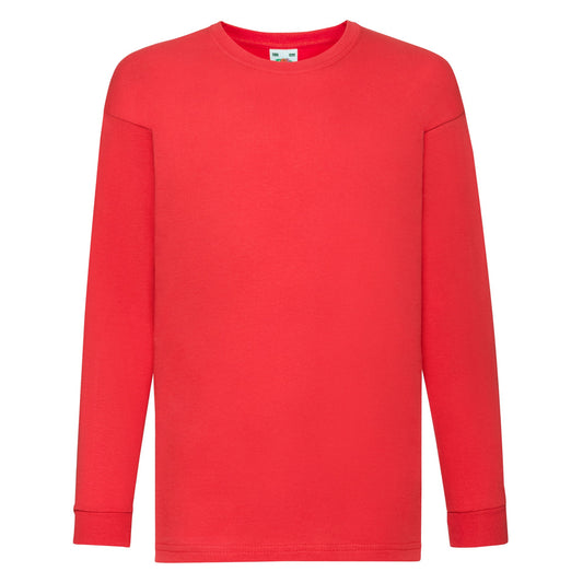 Red - Front - Fruit Of The Loom Childrens-Kids Value Long-Sleeved T-Shirt