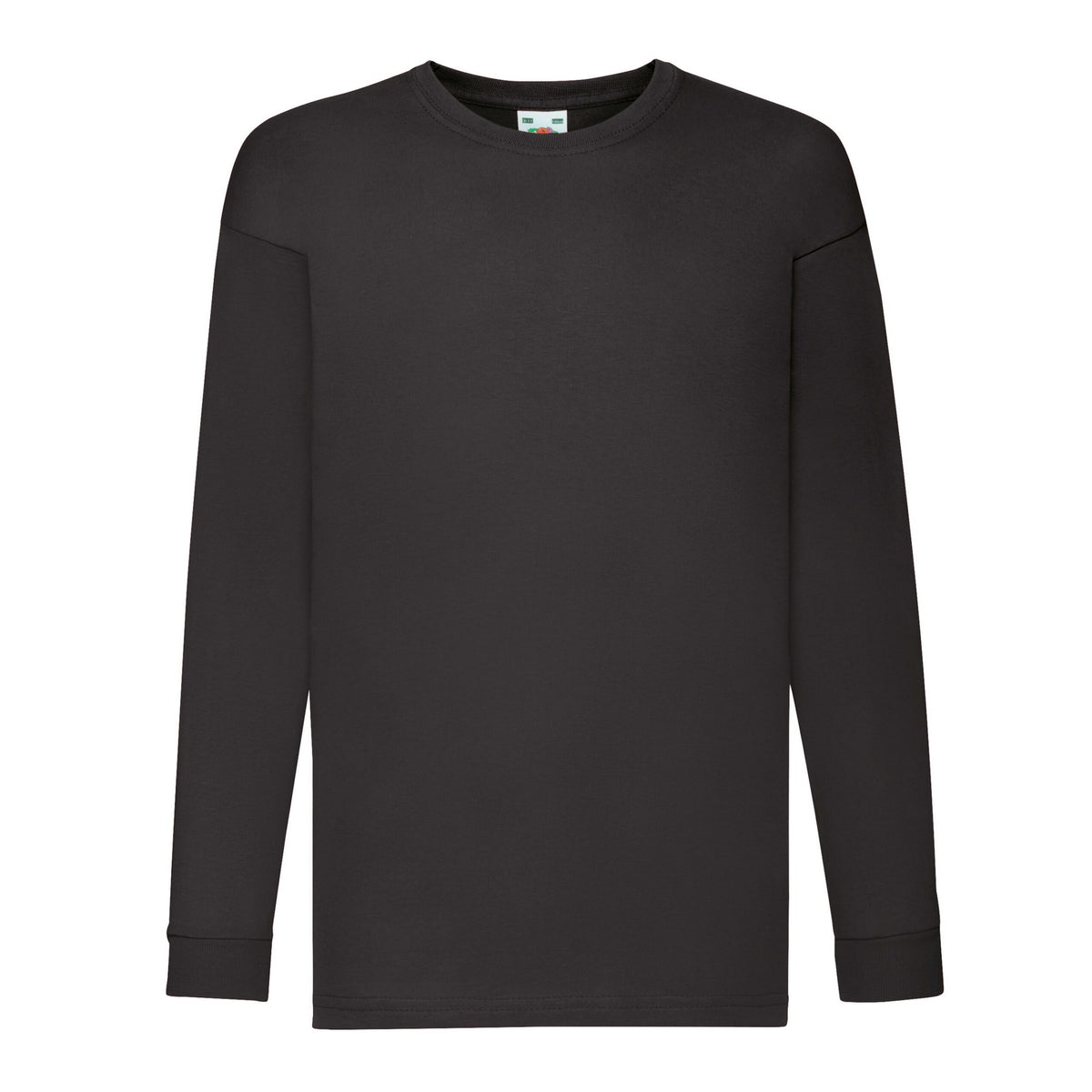 Black - Front - Fruit Of The Loom Childrens-Kids Value Long-Sleeved T-Shirt