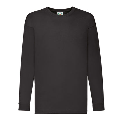 Black - Front - Fruit Of The Loom Childrens-Kids Value Long-Sleeved T-Shirt