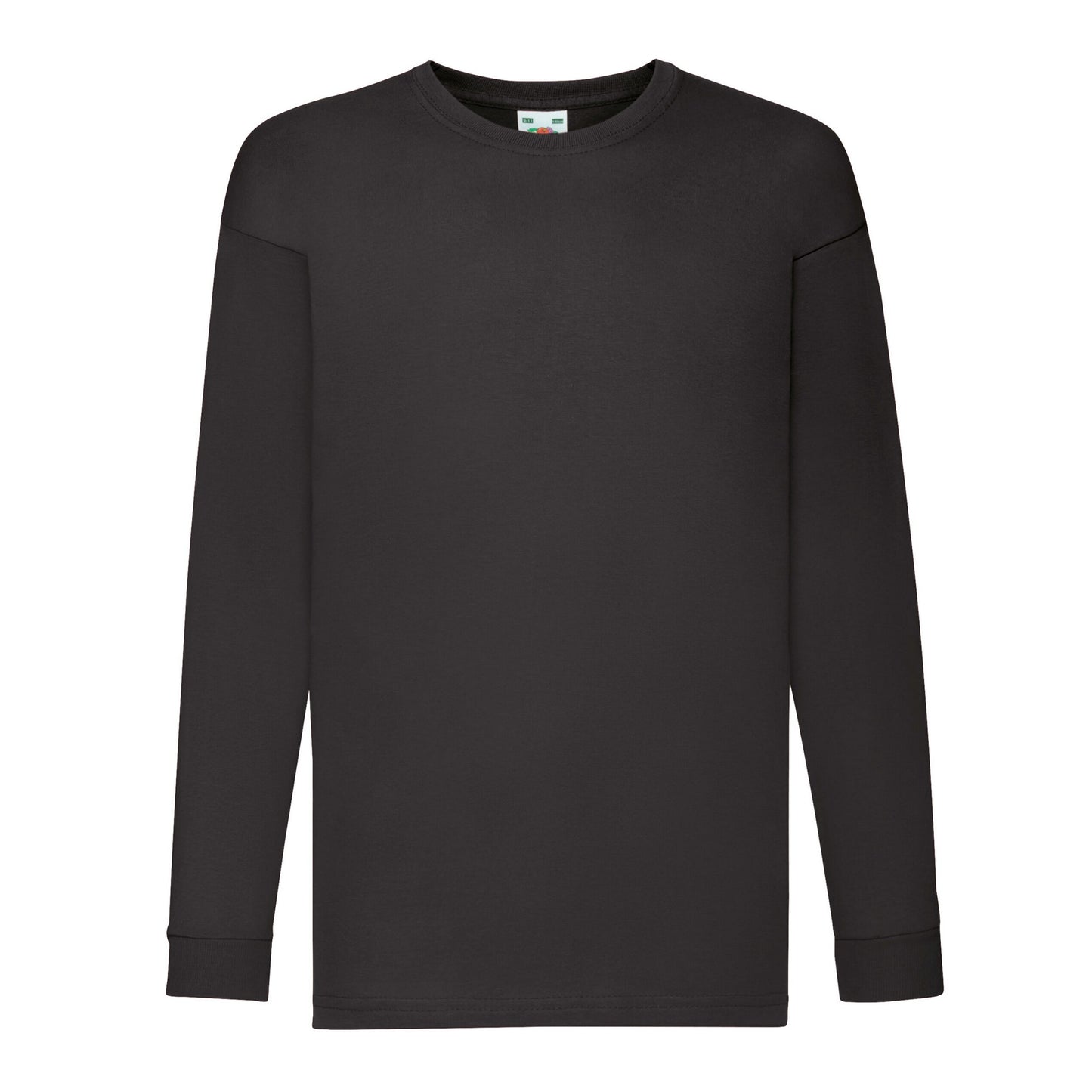 Black - Front - Fruit Of The Loom Childrens-Kids Value Long-Sleeved T-Shirt