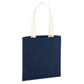 French Navy-Natural - Front - Westford Mill EarthAware Organic Bag For Life Contrast Handle 10L Tote Bag