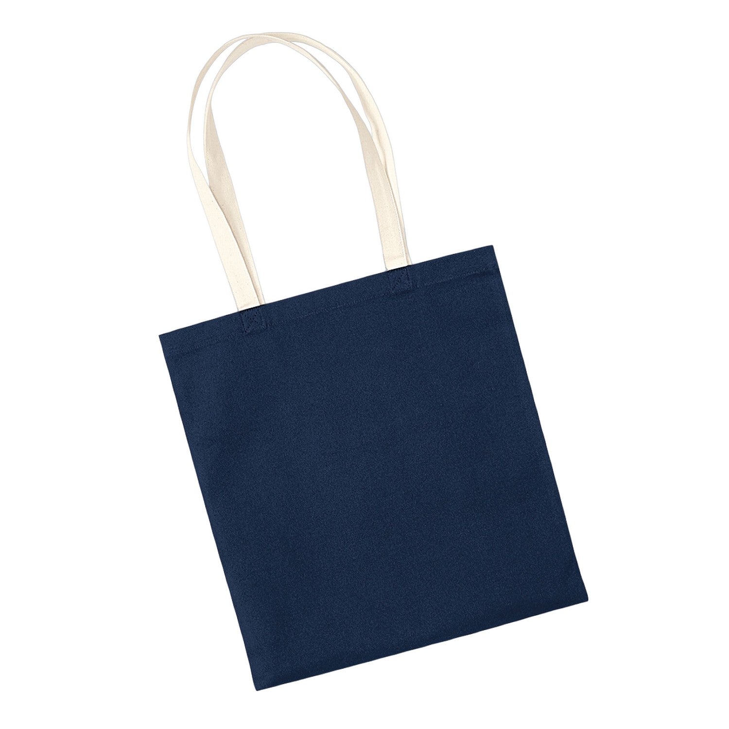 French Navy-Natural - Back - Westford Mill EarthAware Organic Bag For Life Contrast Handle 10L Tote Bag