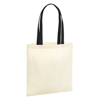 Natural-Black - Front - Westford Mill EarthAware Organic Bag For Life Contrast Handle 10L Tote Bag