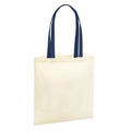 Natural-French Navy - Front - Westford Mill EarthAware Organic Bag For Life Contrast Handle 10L Tote Bag