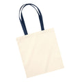 Natural-French Navy - Back - Westford Mill EarthAware Organic Bag For Life Contrast Handle 10L Tote Bag