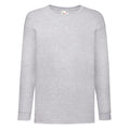 Grey - Front - Fruit of the Loom Childrens-Kids Value Heather Long-Sleeved T-Shirt