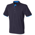 Navy-Marine Blue - Front - Front Row Mens Contrast Pique Polo Shirt