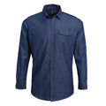 Indigo Denim - Front - Premier Mens Denim Contrast Stitching Shirt