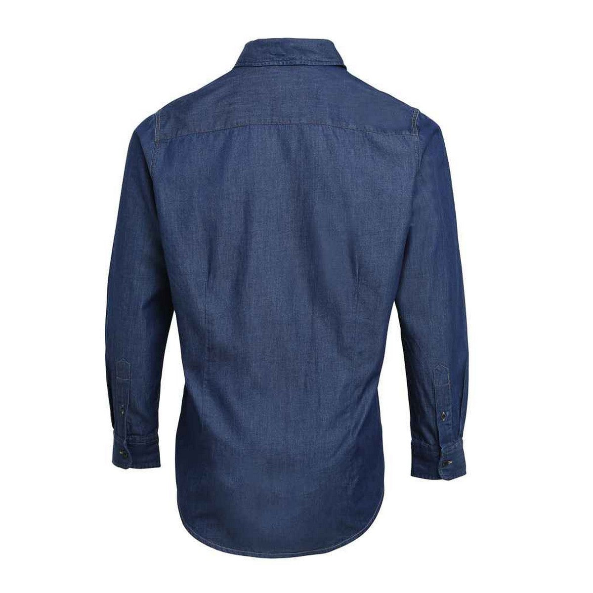 Indigo Denim - Back - Premier Mens Denim Contrast Stitching Shirt