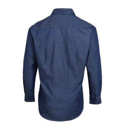 Indigo Denim - Back - Premier Mens Denim Contrast Stitching Shirt