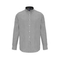White-Grey - Front - Premier Mens Striped Oxford Long-Sleeved Shirt