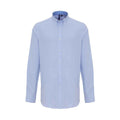 White-Oxford Blue - Front - Premier Mens Striped Oxford Long-Sleeved Shirt
