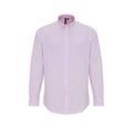 White-Pink - Front - Premier Mens Striped Oxford Long-Sleeved Shirt