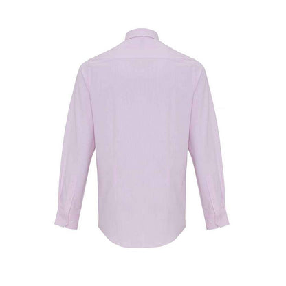White-Pink - Back - Premier Mens Striped Oxford Long-Sleeved Shirt
