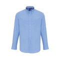 Oxford Blue - Front - Premier Mens Striped Oxford Long-Sleeved Shirt