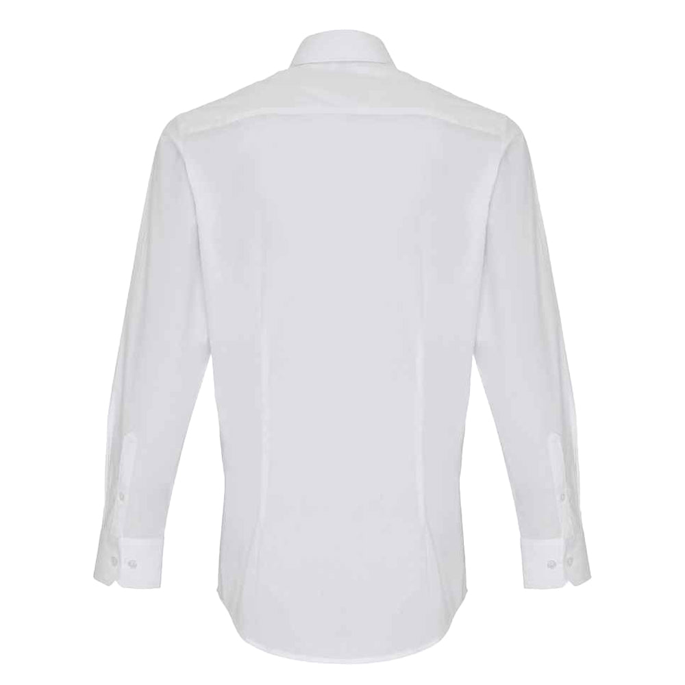 White - Back - Premier Unisex Adult Poplin Stretch Long-Sleeved Shirt