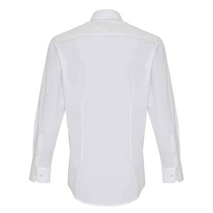 White - Back - Premier Unisex Adult Poplin Stretch Long-Sleeved Shirt
